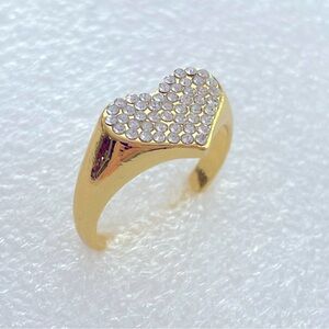 Crystal Heart Rings On Gold Sitting